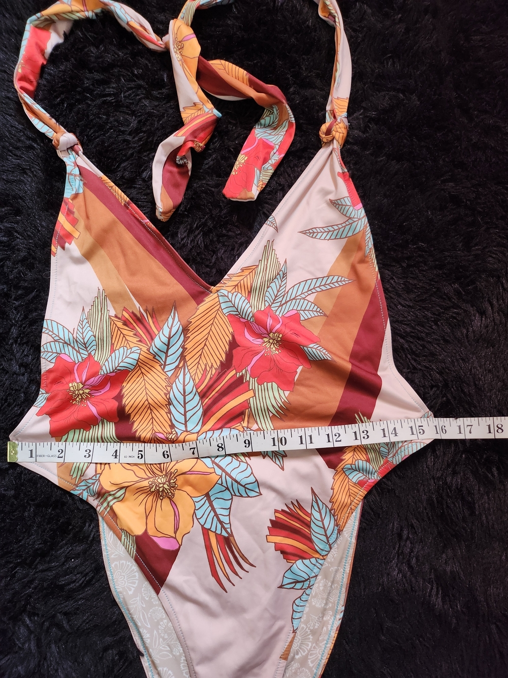 Free People Tropical Halter One-Piece Swimsuit - Cream, Orange, Red, Teal - Picture 8 of 9